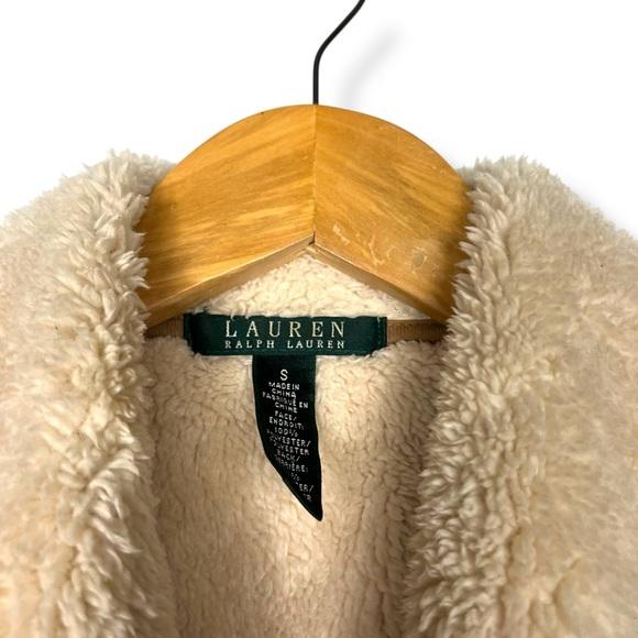 Lauren RALPH LAUREN Faux Suede Shearling Vest Open Front Western Classic Prep S - Picture 4 of 5